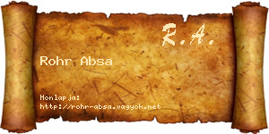 Rohr Absa névjegykártya